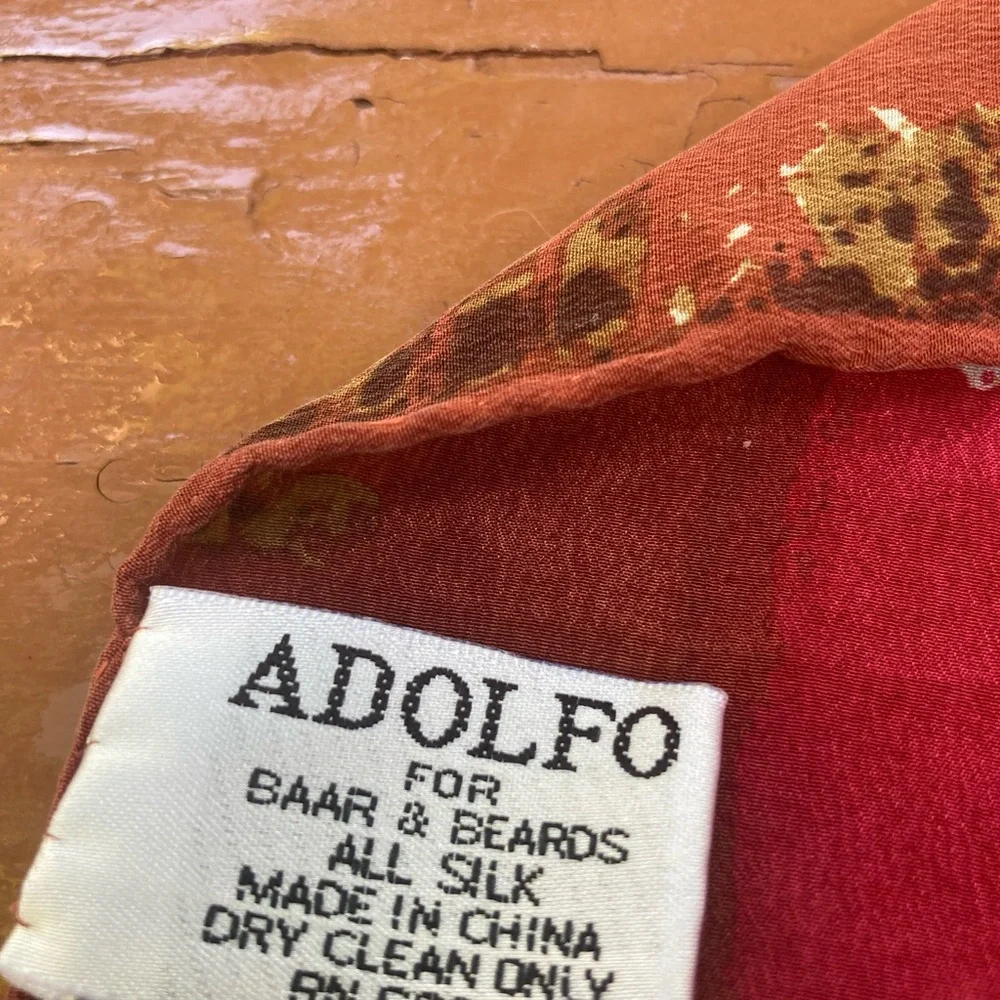Adolfo silk brown square scarf